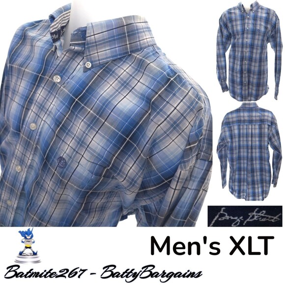 Wrangler George Strait Men's XLT Blue Plaid L/S Button Up Cowboy Shirt - Picture 1 of 8